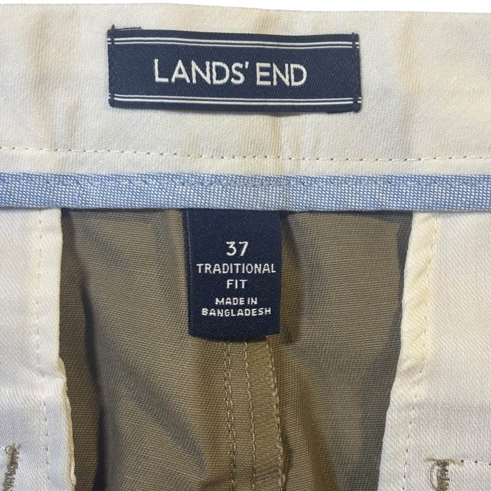 Lands End Mens Traditional Fit‎ Pleated Khaki Cotton Dress Pants Size 37x30 - Picture 5 of 10